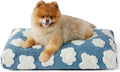 Themed Foam Dog Bed with Removable Washable Cover (Blue/Green    Flowers/Clouds)