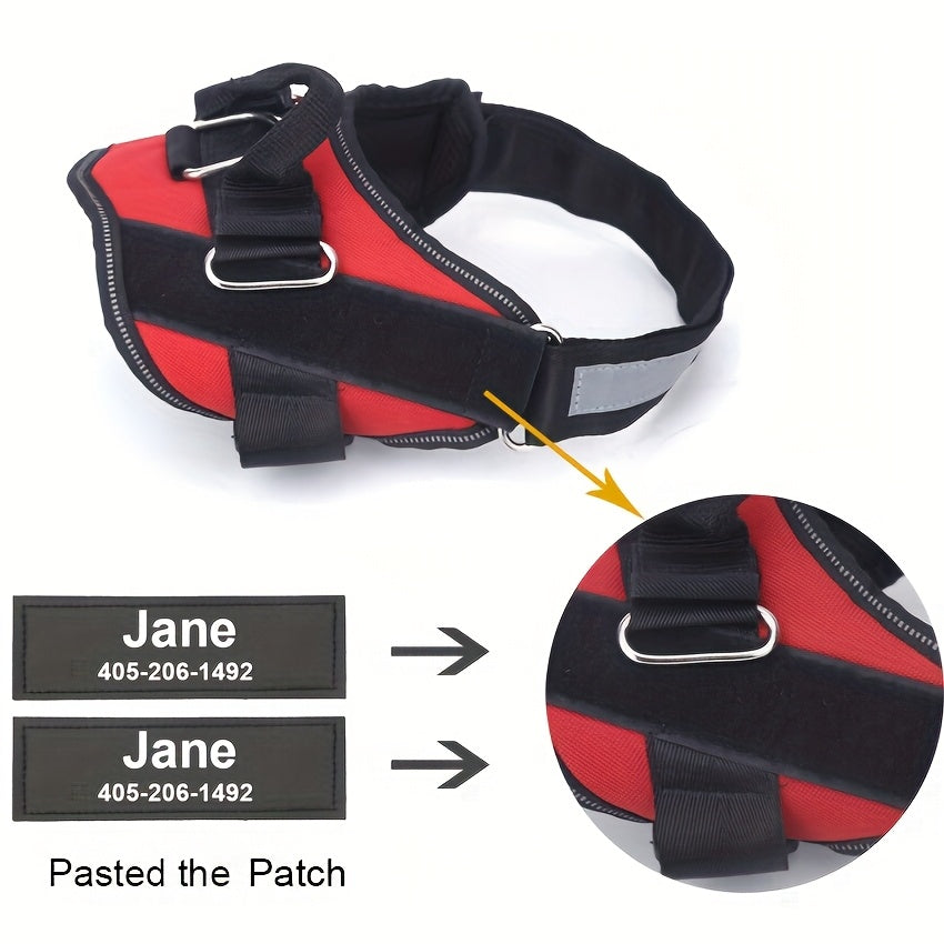 Customisable Reflective Striped Dog Harness - Personalised Name & Number Patch, Anti-Escape, XS-M