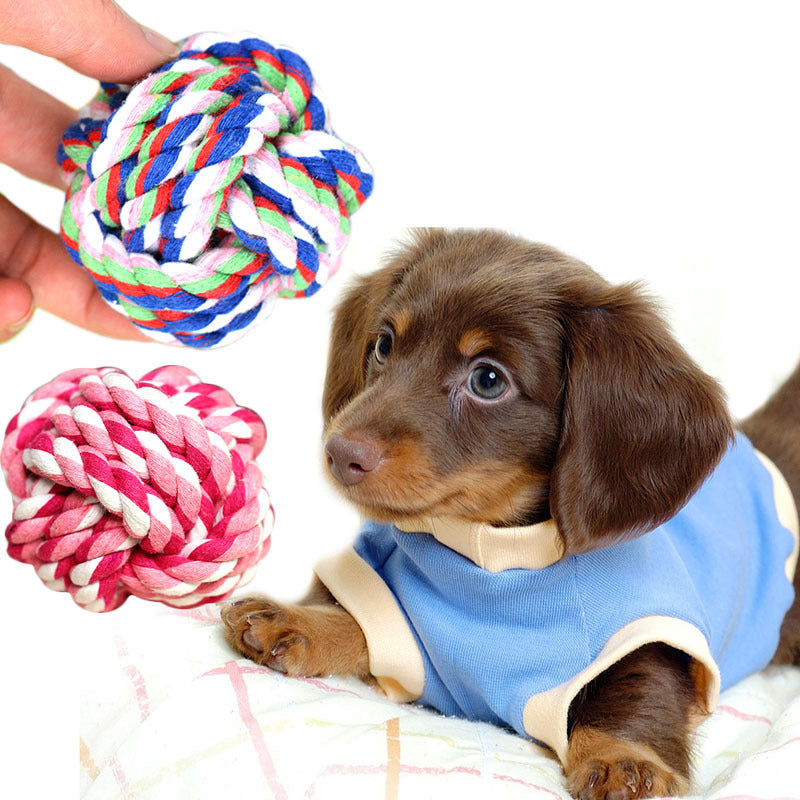 Hand-Woven Cotton Rope Ball Dog Toy - Fetch, Tug & Chew