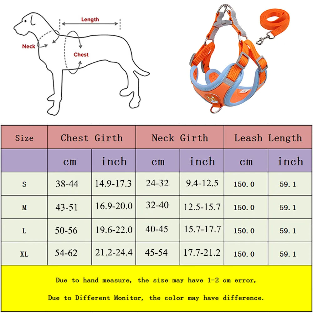 ColorPup - No Pull Dog Harness & Lead Set – Reflective Mesh Vest | 6 Colours | S–XL