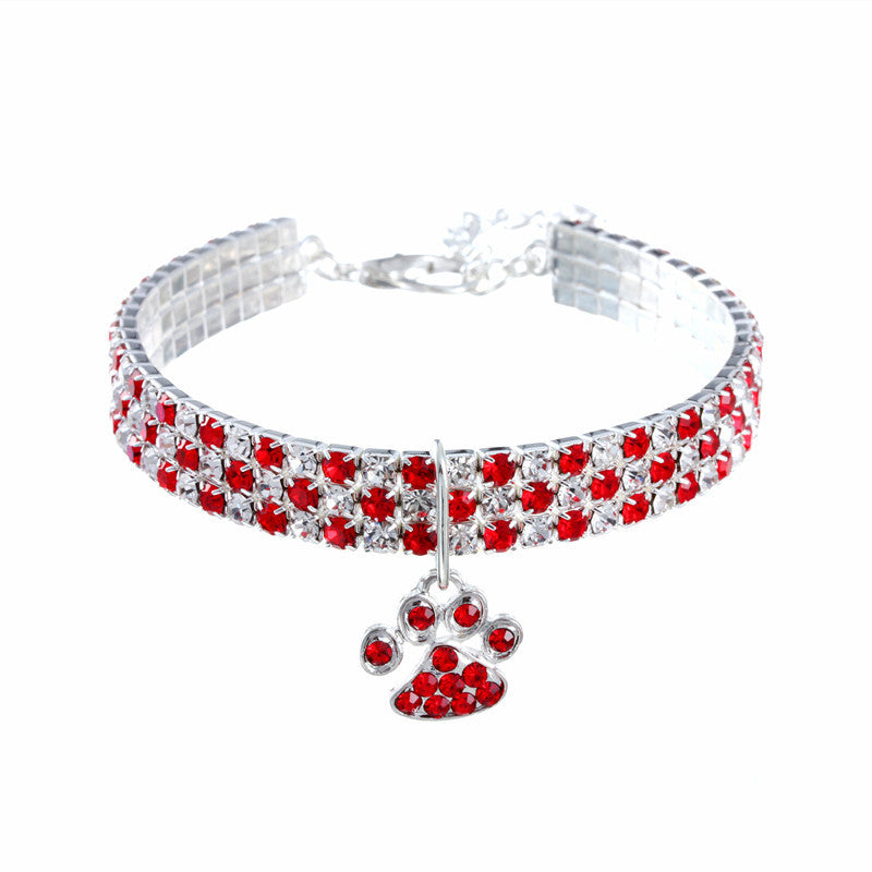 Red Diamond Pet Collar – Elastic Necklace Style for Dogs & Cats | White, Pink & Red | S, M & L