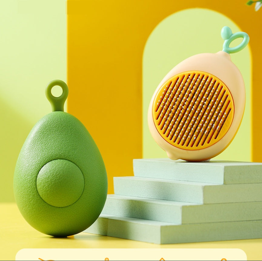 Self-Cleaning Pet Grooming Brush – One-Click Hair Release | Avocado & Lemon | Cats & Dogs