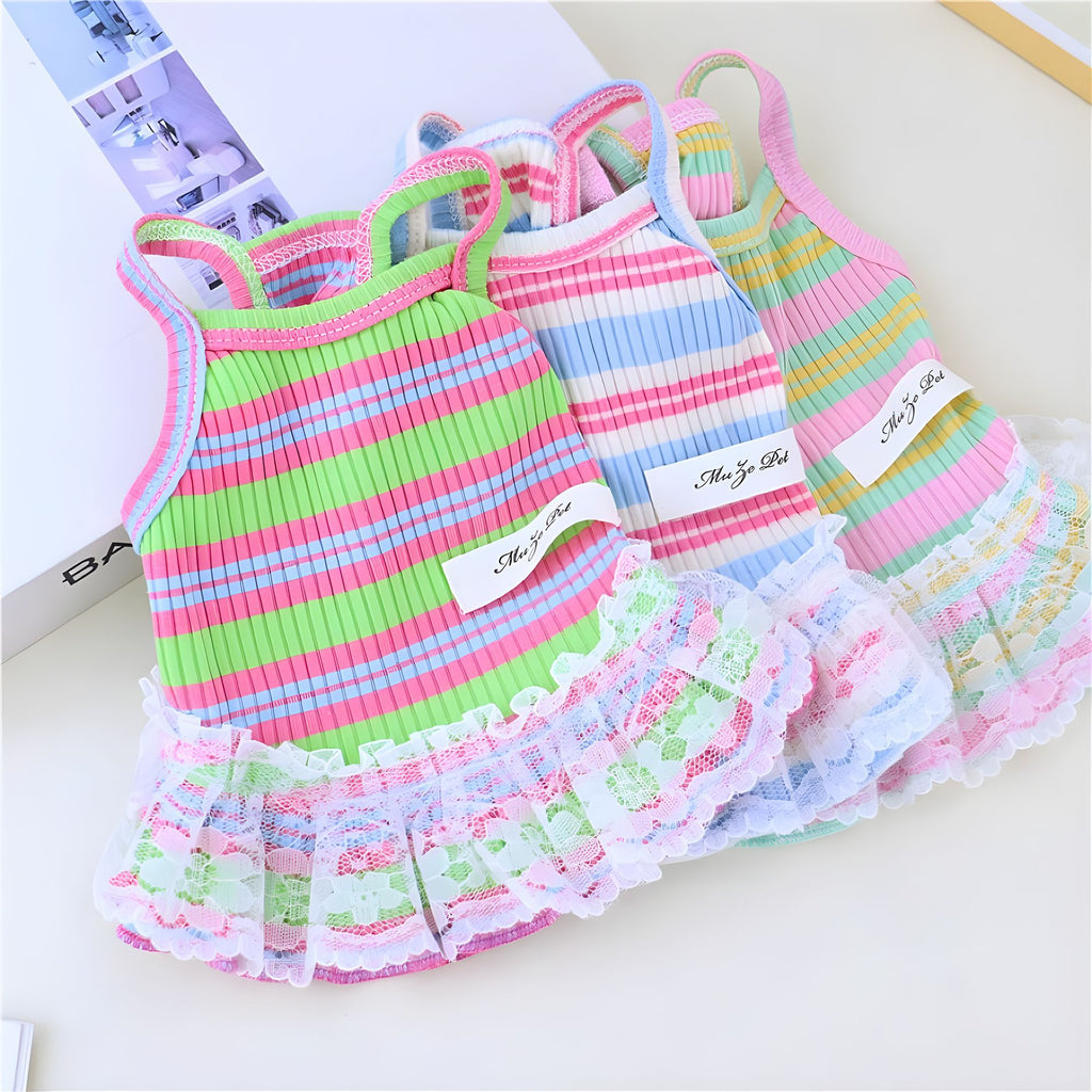 Lace Stripe Princess Dress Vest for Dogs & Cats