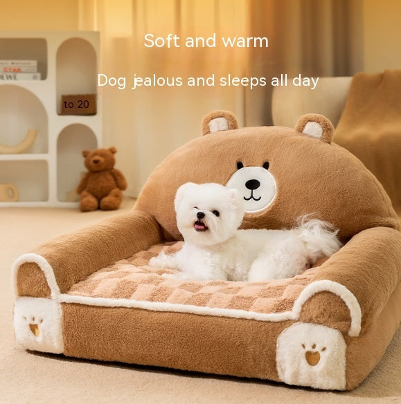 Teddy Bear Corduroy Sofa Bed for Cats & Dogs