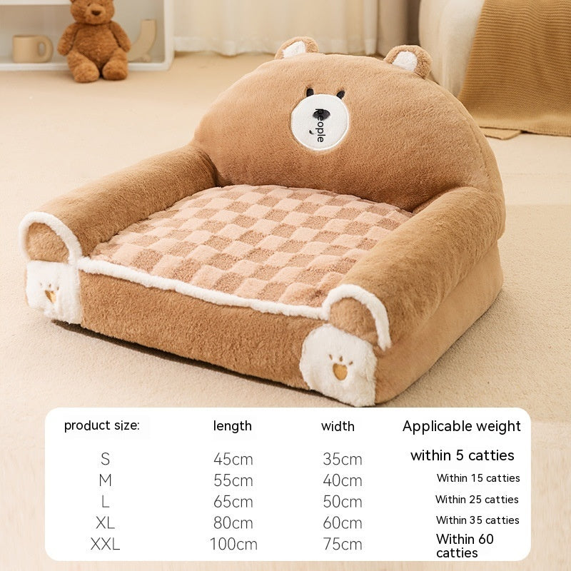 Teddy Bear Corduroy Sofa Bed for Cats & Dogs