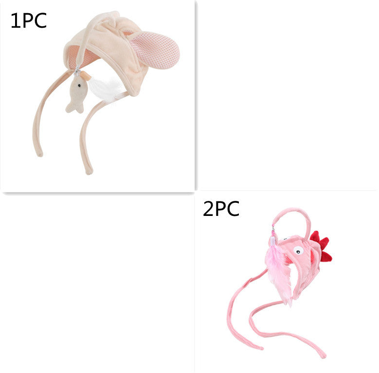 Head-Mounted Feather Cat Wand Toy - Hands-Free Interactive Play
