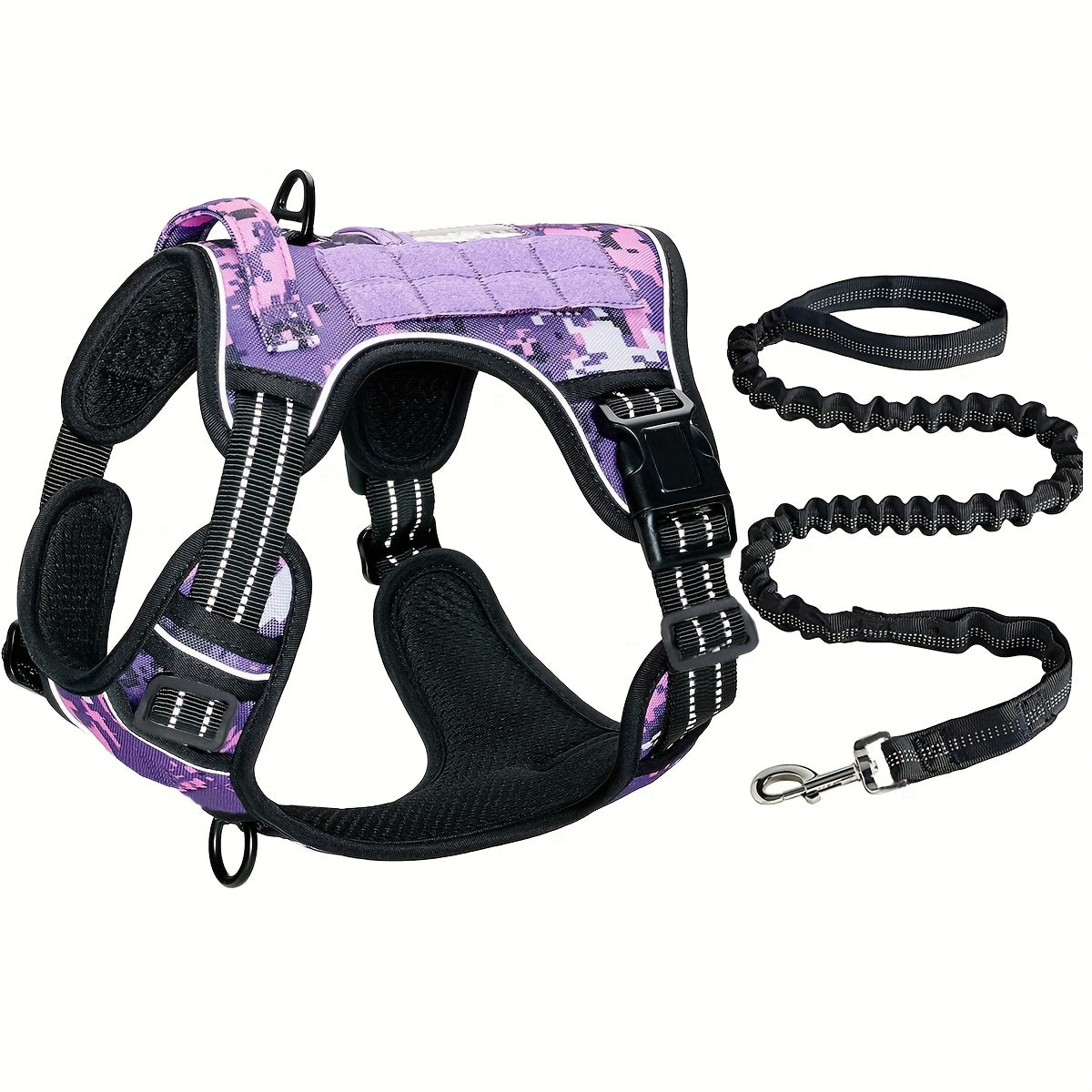 No-Pull Dog Harness with Handle & Bungee Leash - Adjustable Control Vest for Medium & Large Dogs, Durable Comfort Fit for Walking, Hiking, Training, Sturdy Metal Clip, Hiking with Dogs, Secure Grip, Highquality Material, Acti