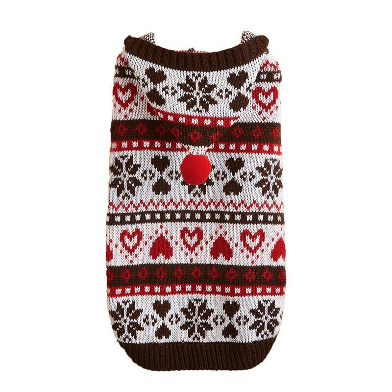 Snowflake & Stripe Knitted Dog Sweater - Warm Acrylic Winter Knitwear