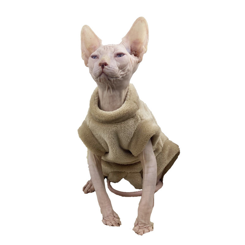 Flannel Thermal Four-Legged Jacket for Hairless Cats - Sphinx & Naked Breeds