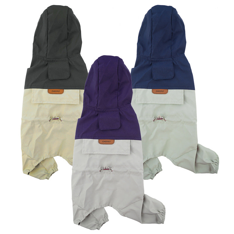 Dog Raincoat – Lightweight Polyester Waterproof Coat for Small & Medium Dogs | Purple Grey, Khaki & Navy Green | S–2XL