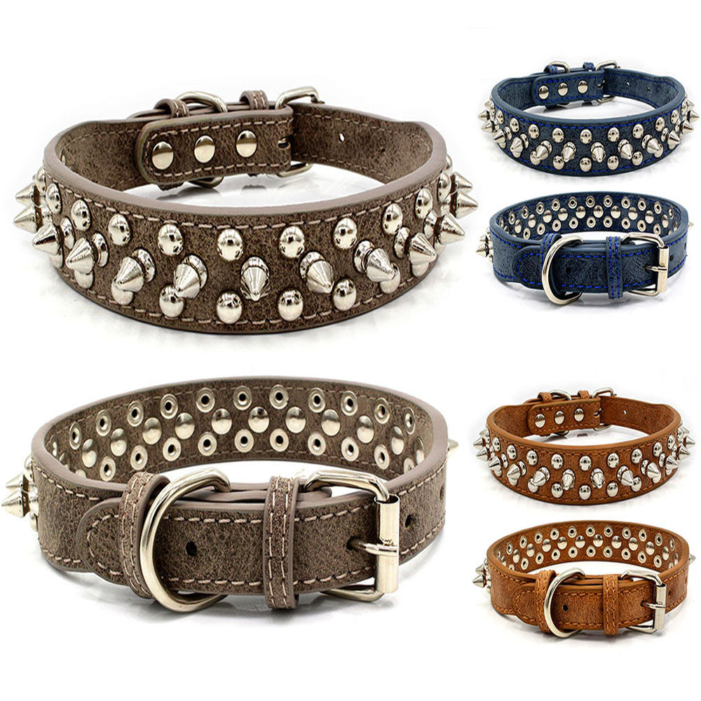 Nublada Leather Spiked Pet Collar – Adjustable | 8 Colours | XXS–XL