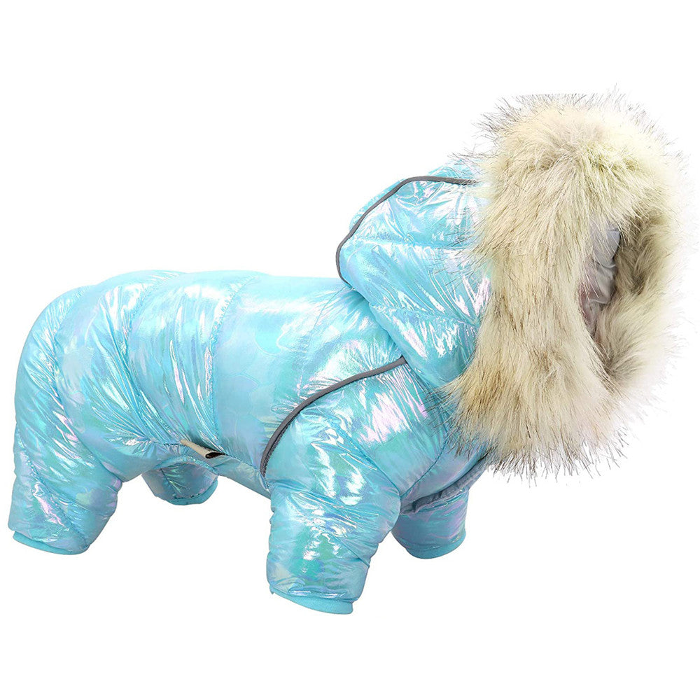 Metallic Laser Puffer Coat for Dogs - Button Fastening