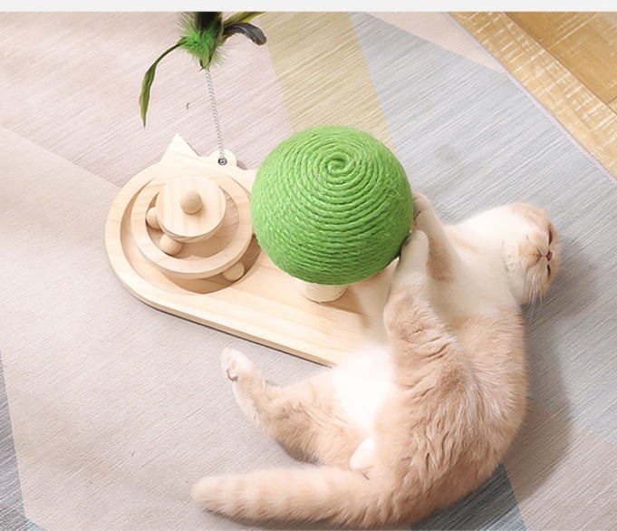 Cat Scratching Post Tree with Sisal Balls & Mushroom Turntable