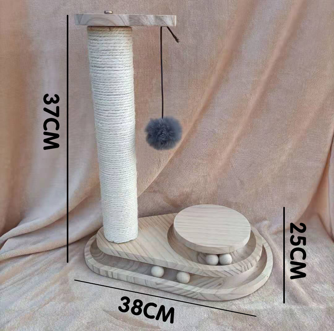 Solid Wood Cat Turntable Toy with Bite-Resistant Wand - 17 Variants
