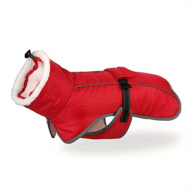 Waterproof Fleece Dog Coat – Windproof Winter Jacket with Turtleneck & Leash Hole | S–3XL