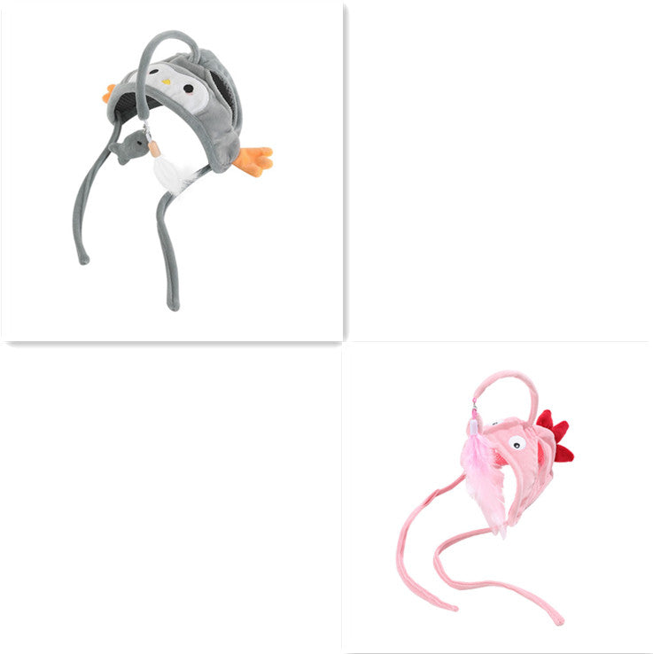 Head-Mounted Feather Cat Wand Toy - Hands-Free Interactive Play