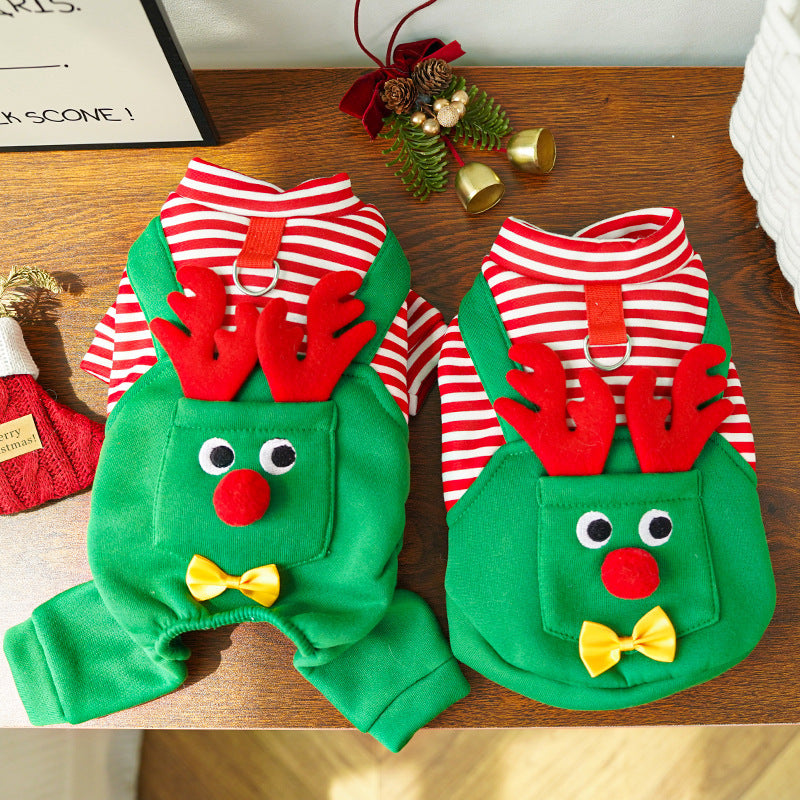Christmas Dungaree Pet Outfit - For Dogs & Cats (Vest OR 4 Leg Option - All Sizes)