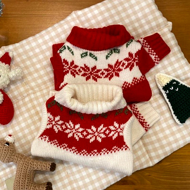 Festive Xmas Knitted Dog Sweater - Ideal for Smaller Breeds