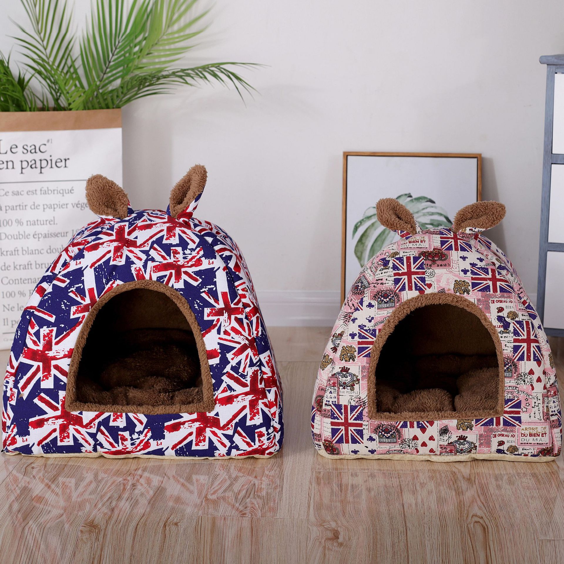 Union Jack Bunny Ears Pet Nest for Cats & Dogs
