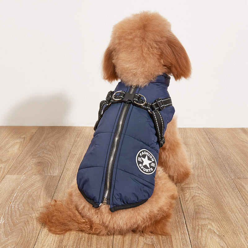 Reflective Dog Fashion Hoodie | Fleece-Lined Cotton Jacket