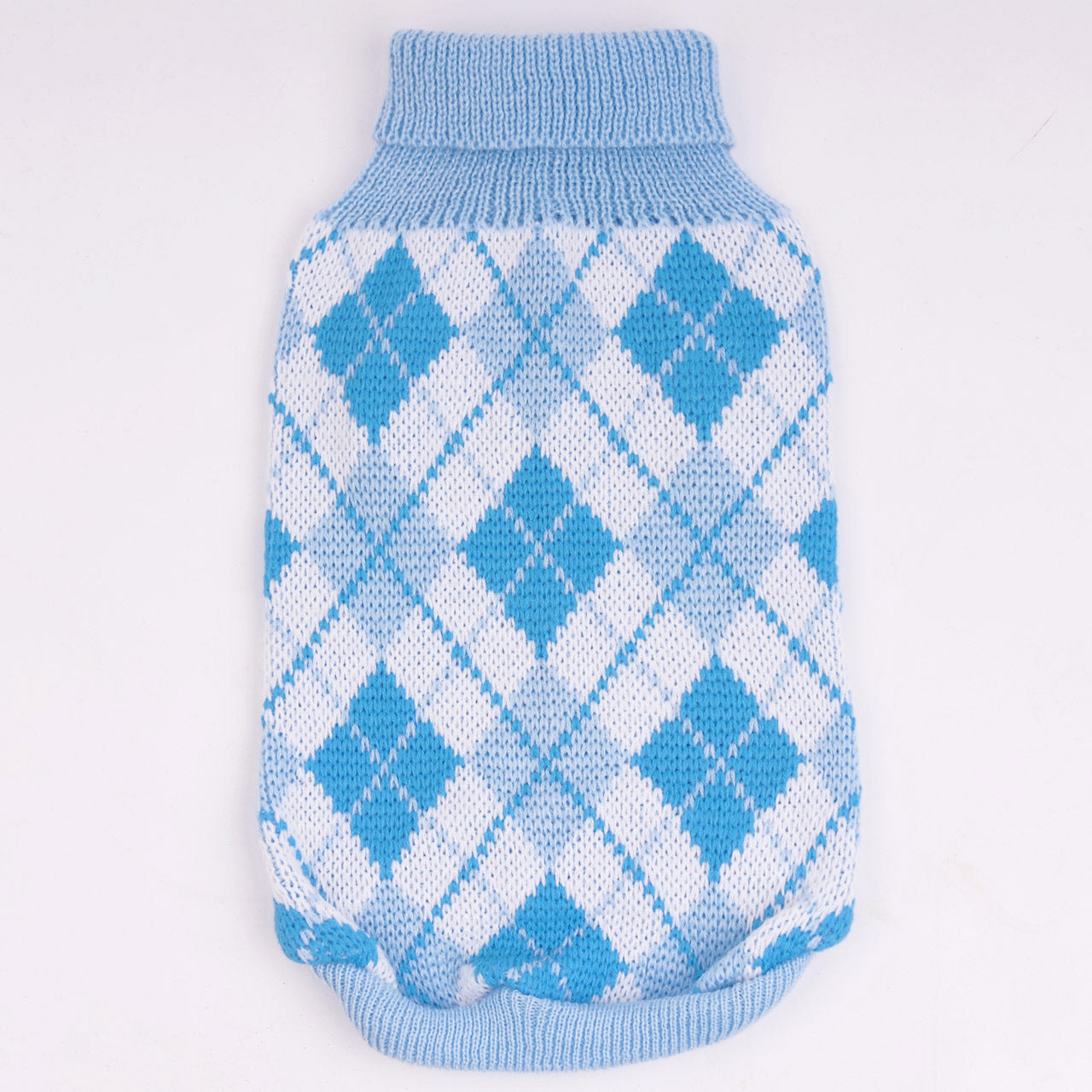 Geometric Diamond Knitted Dog & Cat Sweater - Round Neck Autumn & Winter