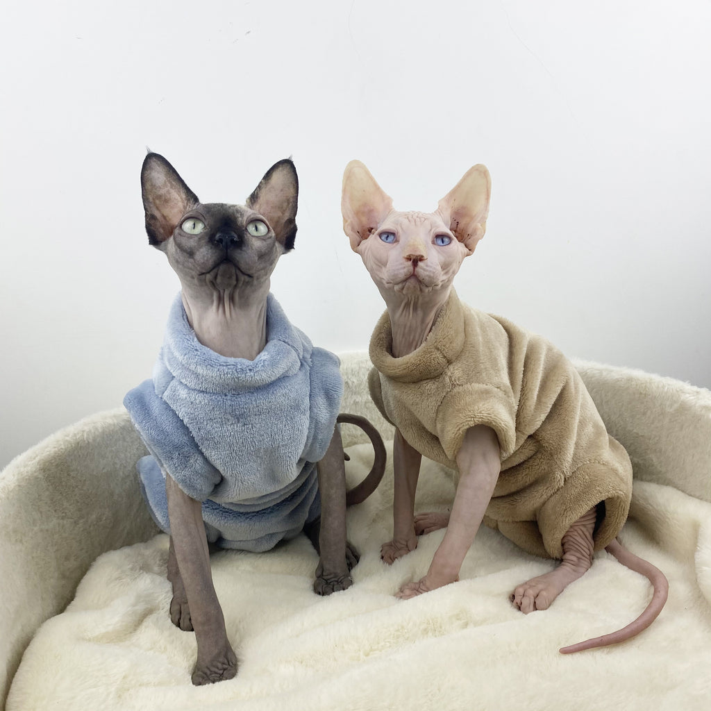 Flannel Thermal Four-Legged Jacket for Hairless Cats - Sphinx & Naked Breeds