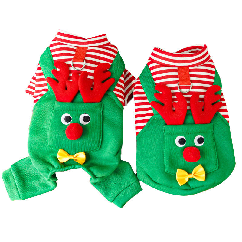 Christmas Dungaree Pet Outfit - For Dogs & Cats (Vest OR 4 Leg Option - All Sizes)
