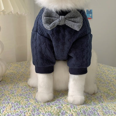 Bow Tie Cat Jumpsuit - Navy Blue