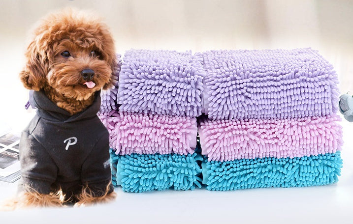 Chenille Pet Bath Towel - Soft & Absorbent for Dogs & Cats