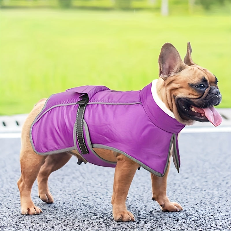 Waterproof Fleece Dog Coat – Windproof Winter Jacket with Turtleneck & Leash Hole | S–3XL