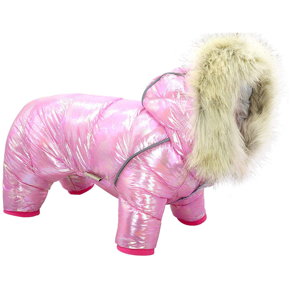Metallic Laser Puffer Coat for Dogs - Button Fastening