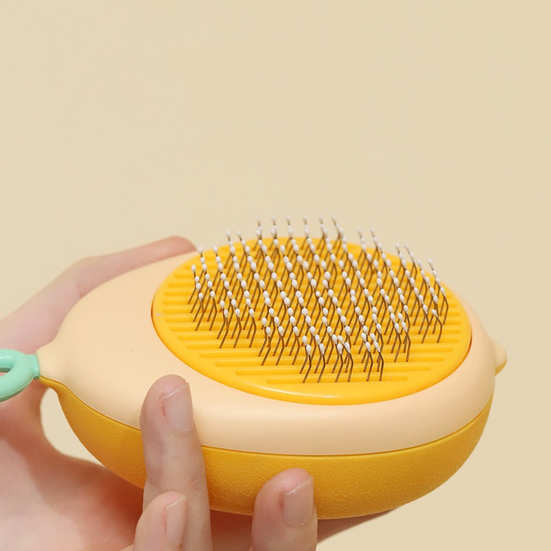 Self-Cleaning Pet Grooming Brush – One-Click Hair Release | Avocado & Lemon | Cats & Dogs
