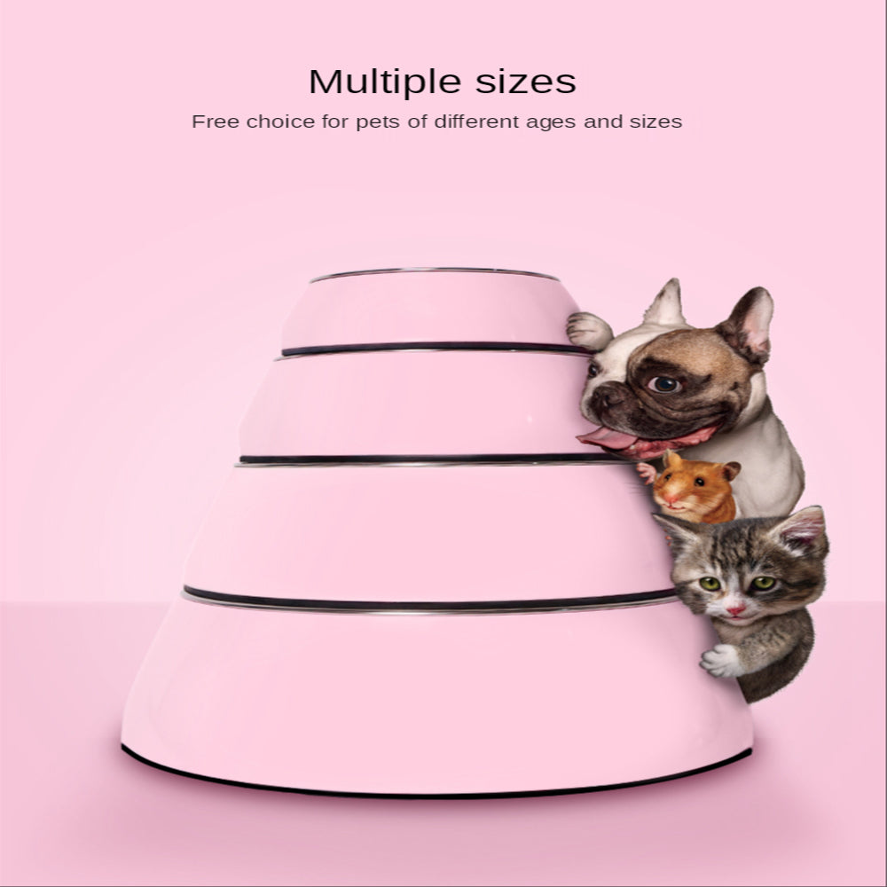 Luxe Melamine Pet Bowl – Classic Round | 6 Colours | S–XL - Stainless Steel