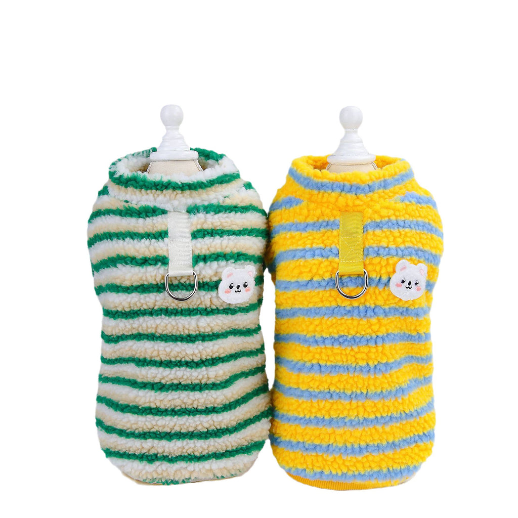 PawBear - Thickened Striped Pet Top + Harness Clip