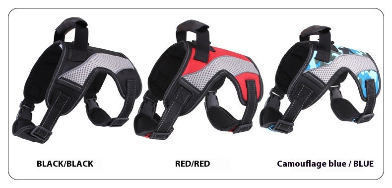 Premium Anti-Pull Harness – Medium to Large Dogs | Bright Red, Black & Camouflage Blue | S–XL