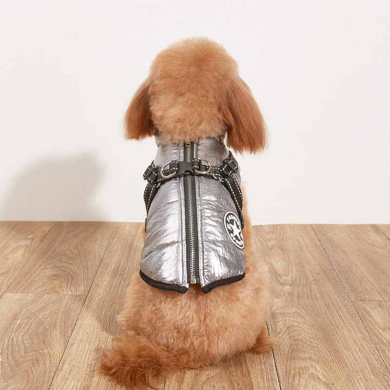 Reflective Dog Fashion Hoodie | Fleece-Lined Cotton Jacket