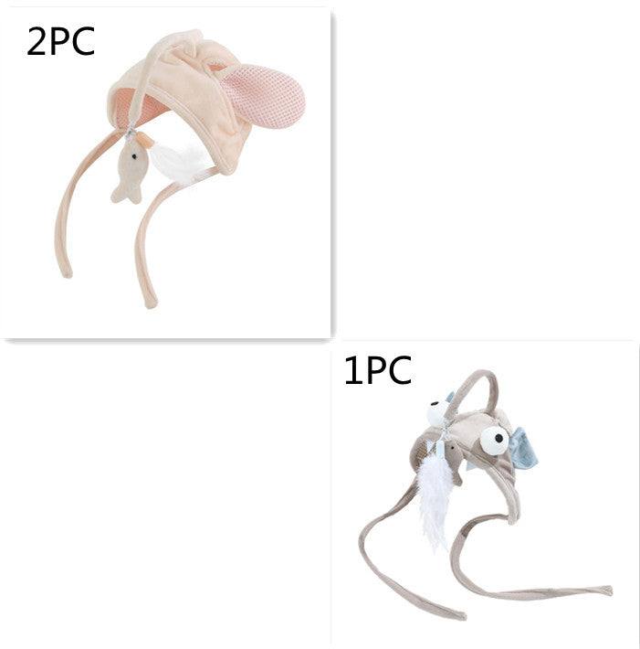Head-Mounted Feather Cat Wand Toy - Hands-Free Interactive Play