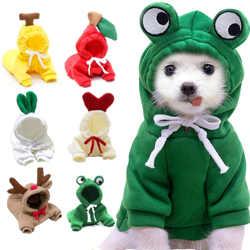 Cute Fruit Print Dog Hoodie - Warm Fleece Winter Coat
