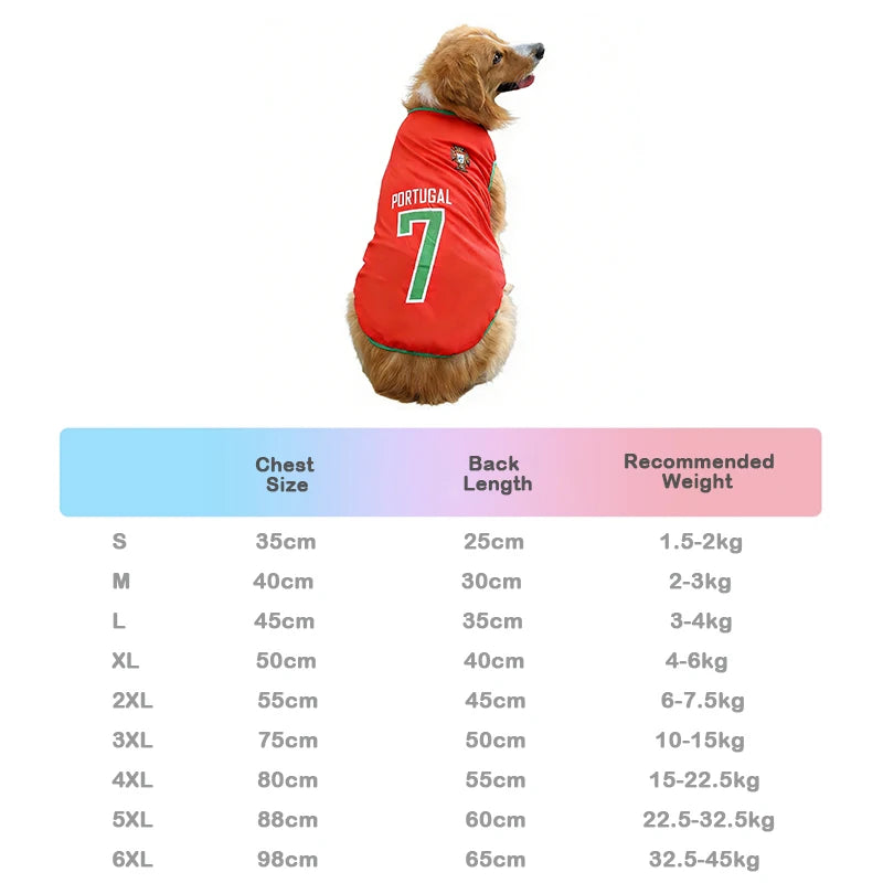 World Cup Football Jersey Pet T-Shirt – Breathable Mesh Vest (7 Country Options / All sizes)