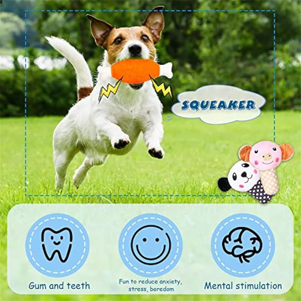 50-Pack Plush Squeaky Dog Toys – Bulk Set for Small & Medium Dogs