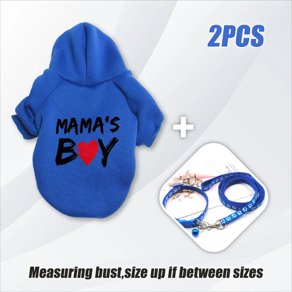 MAMA's Boy Dog Hoodie & Leash Set – 2pcs Matching Outfit