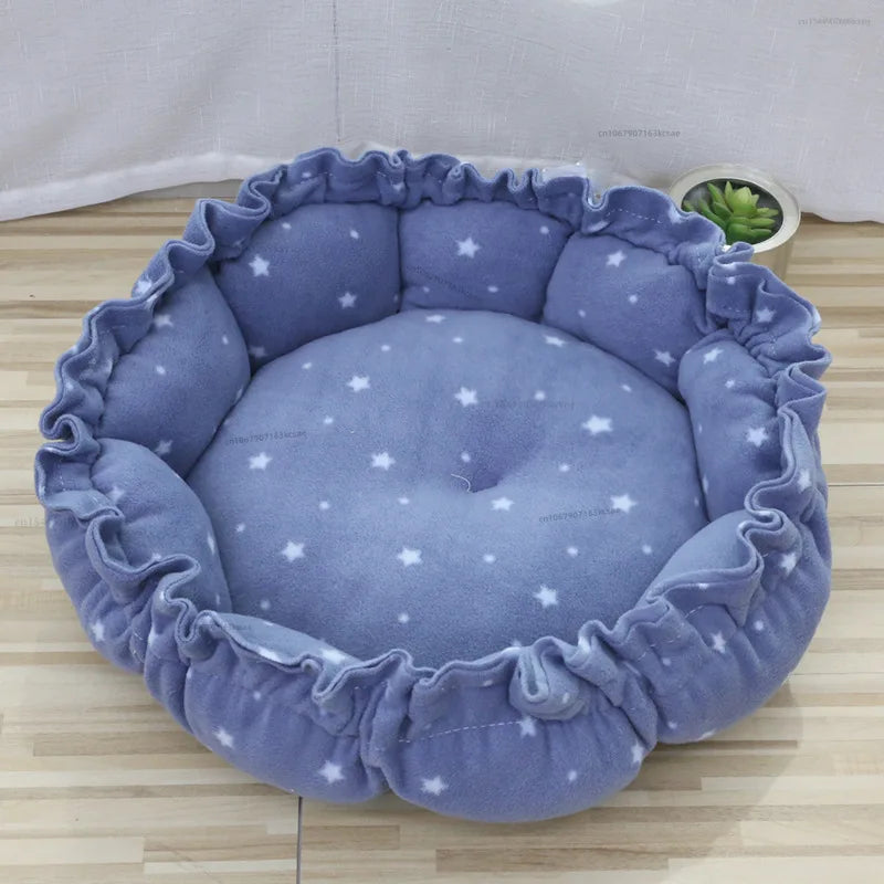 Round Plush Pet Nest – Soft Warm Sleeping Bed for Cats & Small Dogs | S, M & L