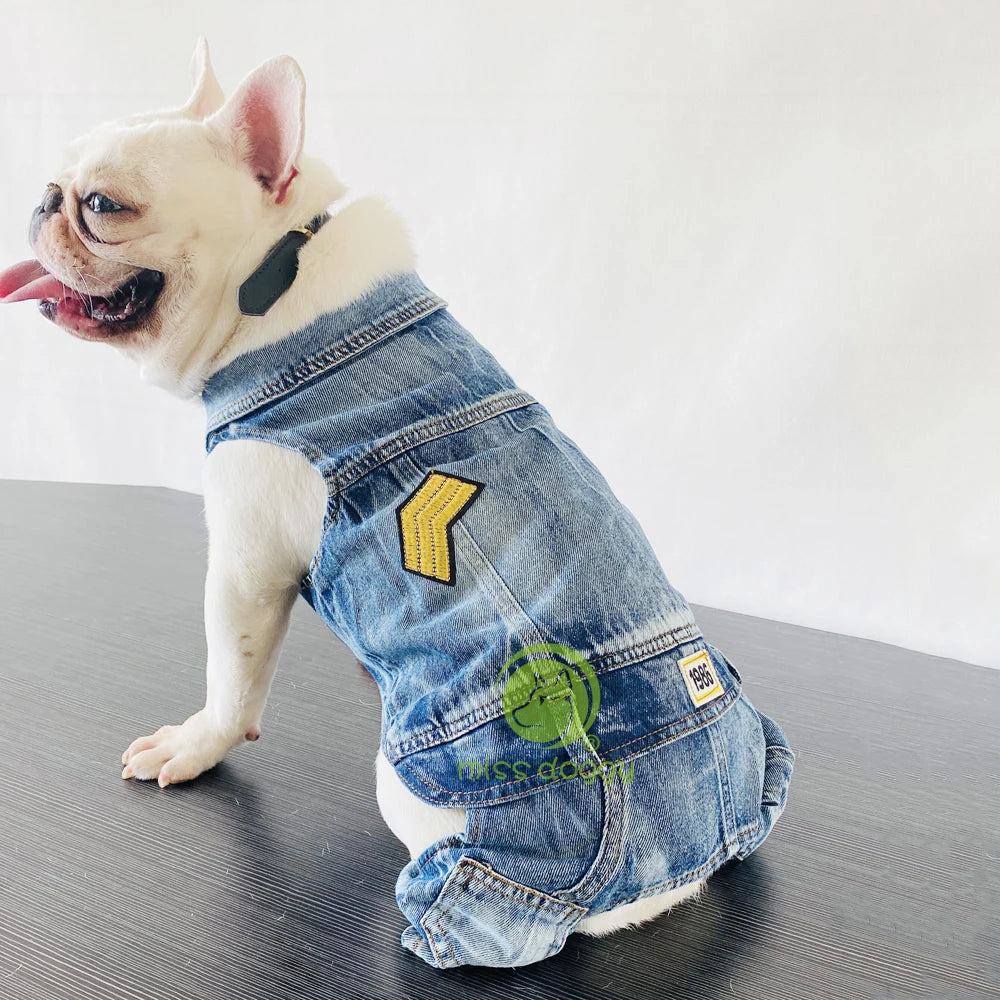 Retro Denim Overalls Dog Jumpsuit – 4-Leg Cowboy Style