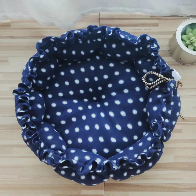 Round Plush Pet Nest – Soft Warm Sleeping Bed for Cats & Small Dogs | S, M & L