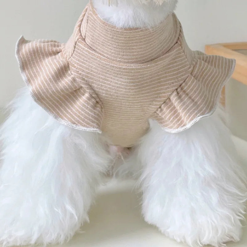Striped High Neck Pet Pyjama Shirt – Cosy Home Clothing for Dogs & Cats