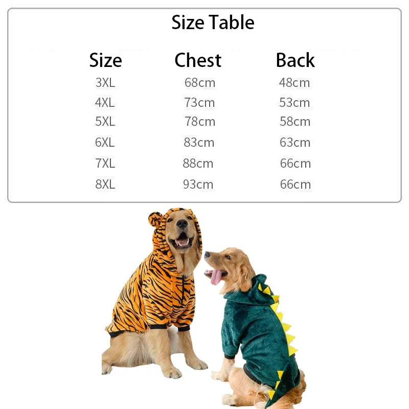 Winter Fleece Dog Pyjama Hoodie – For Golden Retrievers & Large Dogs