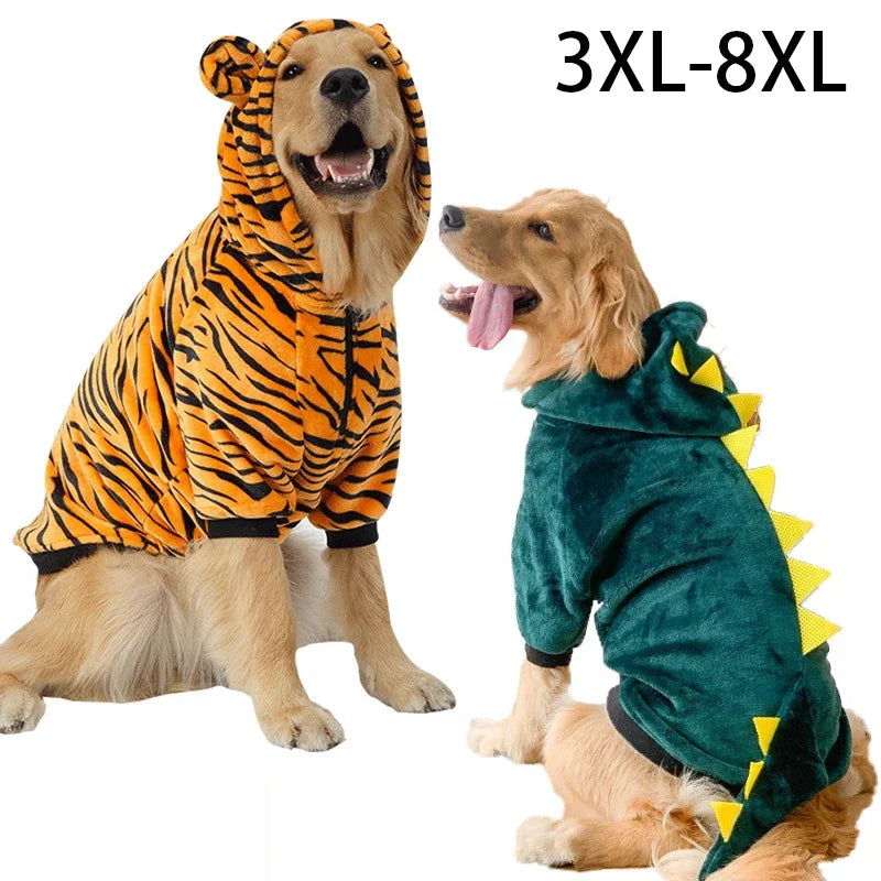 Winter Fleece Dog Pyjama Hoodie – For Golden Retrievers & Large Dogs