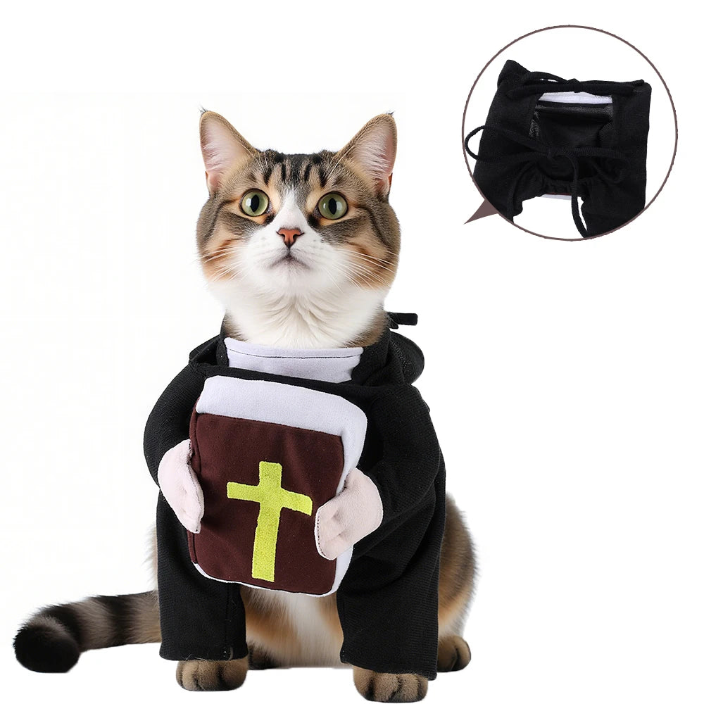 Funny Pastor Pet Costume – With Bible & Cross Accessories