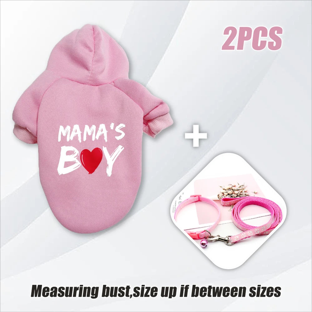 MAMA's Boy Dog Hoodie & Leash Set – 2pcs Matching Outfit