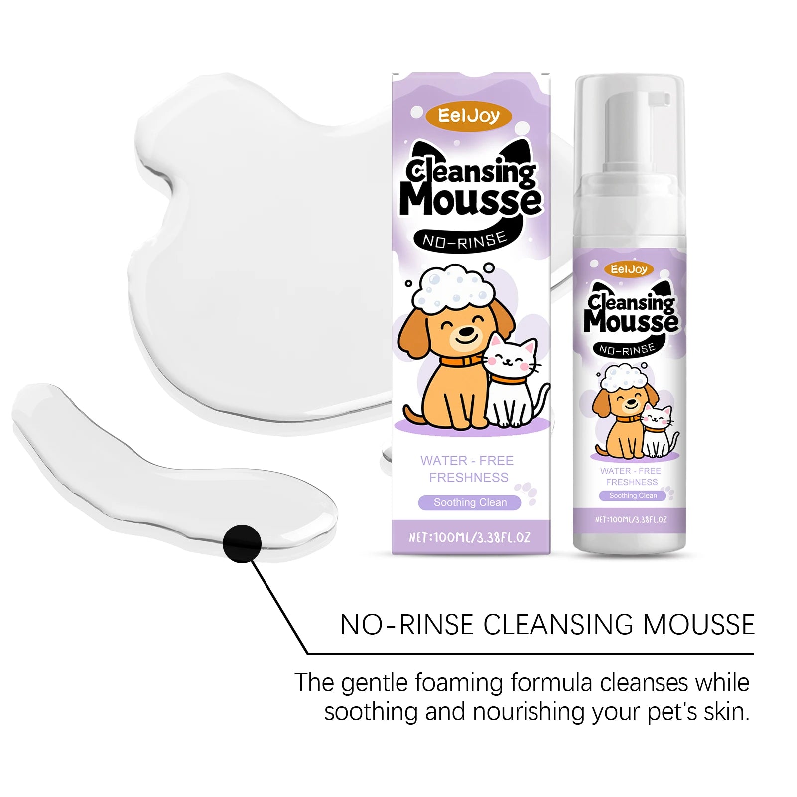 EelJoy No-Rinse Pet Shampoo Mousse – Waterless Foam Cleanser